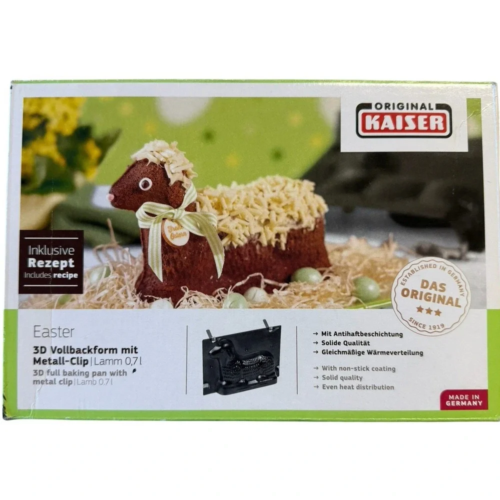 KAISER 3D Easter Lamb Cake Mold Backform Lammform 658902 Germany Metal Clips GUC